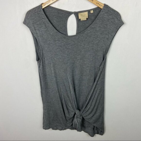 Anthropologie Tie Front Grey Tunic Top Vanessa Viginia Dayla Size Small Boho S - Picture 15 of 16